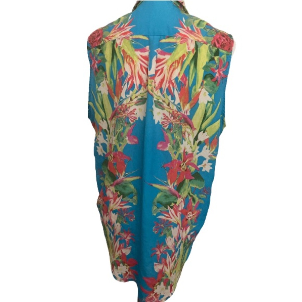 Lovers + Friends Sleeveless Tropical Blouse Sz L - Picture 2 of 6